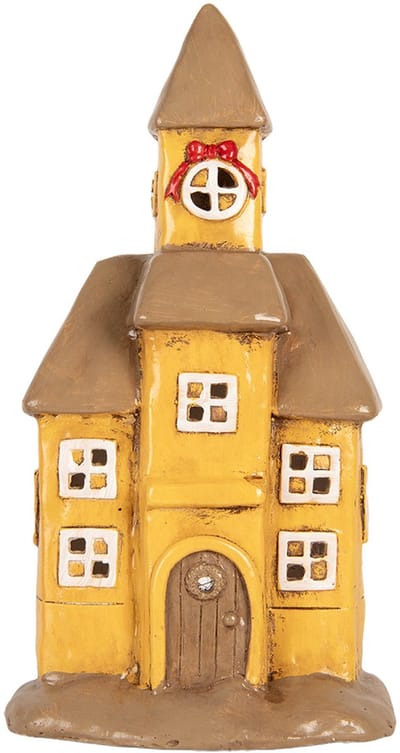 Clayre & Eef Waxinelichthouder Huis 23x17x43 cm Geel Keramiek