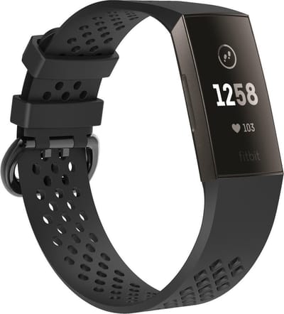 By Qubix - Compatible Fitbit bandje - geschikt voor Fitbit Charge 3 - Fitbit Charge 4 sport bandje - Maat: Large - Zwart - Horlogeband - smartwatchbandje