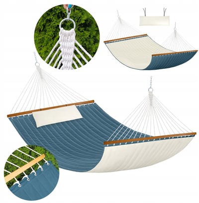 Luxe tweepersoonshangmat met houten spreiders - comfortabel ontspannen