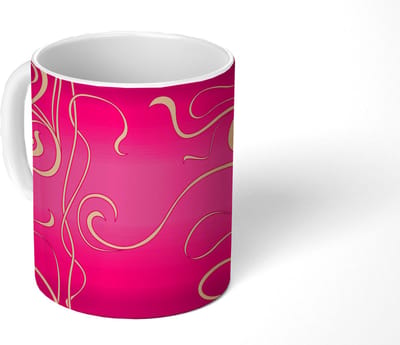 Mok - Koffiemok - Art nouveau - Goud - Roze - Patronen - Mokken - 350 ML - Beker - Koffiemokken - Theemok