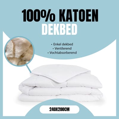 Eleganzzz 100% Katoen Enkel Dekbed - Winterdekbed - All Year Dekbed Enkel - 500gr/m2 - Dekbed 100% Katoen - Enkel Dekbed 240x200 - Lits Jumeaux - Dekbedden