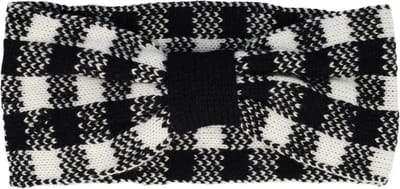 Haarsoires Haarband Knoop 11cm – Ruitprint – Gebreide Stof – Wit Zwart