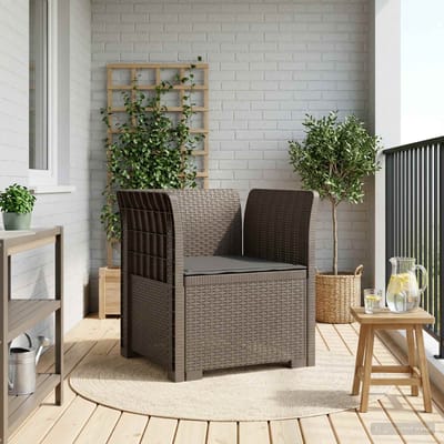 vidaXL - Eén-zits - Fauteuil - met - Kussen - Rieten - Look - PP - Lichtgrijs