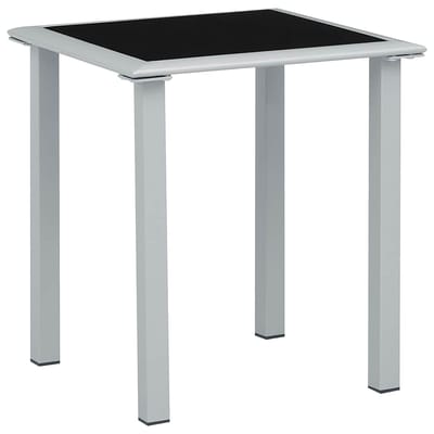 vidaXL - Tuintafel - 41x41x45 - cm - staal - en - glas - zwart - en - zilverkleurig