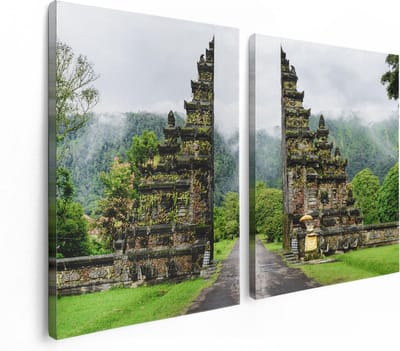 Artaza Canvas Schilderij Tweeluik Tempel Poort in Bali - 120x80 - Foto Op Canvas - Canvas Print