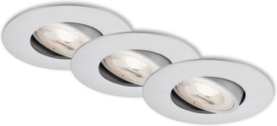 BRILONER KULANA - Inbouwspots set van 3 - draaibare inbouwarmaturen - 3 x LED / 5W 460lm - lichtkleur: warm wit - inbouwdiepte: 30mm - inbouwmaat: 68mm - product: Ø90mm - mat chroom