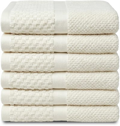 PHLOX Soft Popcorn Handdoeken 50x90 cm - Set van 6 - 100% Katoen 500 g/m2 - Creme
