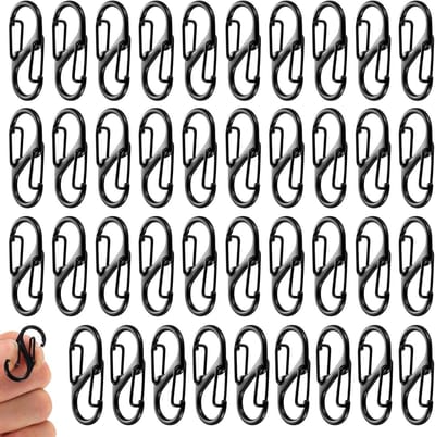 40 Stuks Kleine Carabiner Sleutelhangers, Dubbele Veeropening, 32mm Ring Sluiting voor Buitenactiviteiten, Wandelen, Vissen, Kamperen en Fietsen