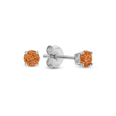 New Bling 9NB-1145 Zilveren Oorknopjes met Zirkonia Steentje 3mm - Oranje - Rhodium - Zilver