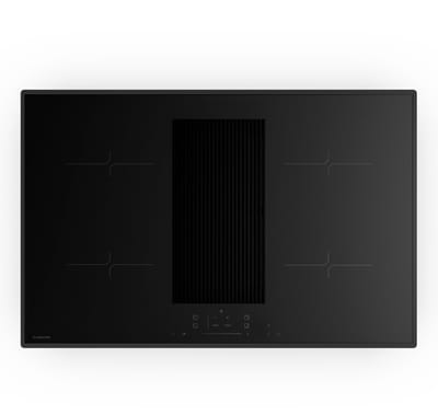 Klarstein Inductiekookplaat Velaire met afzuiging - 80 cm, 4 zones, 8400 W boost, ingebouwde afzuiging, touchbediening, timer, kinderslot, pannenherkenning, zwart glazen oppervlak - Kookveld - 52 cm - voor Keuken - Restwarmte-Indicator
