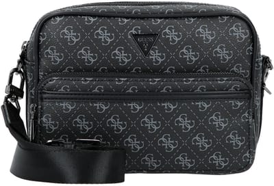 GUESS schoudertas Milano Crossbody Double Zip Bag Dark Black zwart