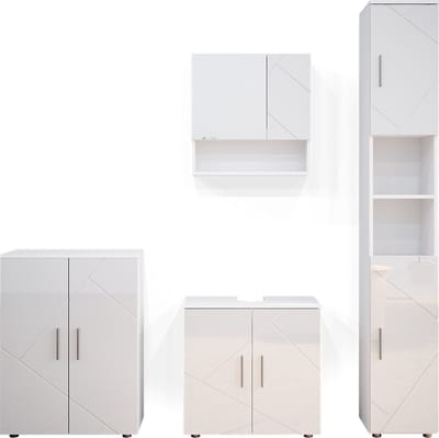 Vicco Badkamermeubel set Irma, Wit Hoogglans, 4-delig