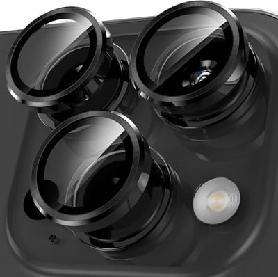 iPhone 15 Pro / 15 Pro Max Camera Lens Screen Protector Zwart - Screenprotector - Camera Protector iPhone 15 Pro