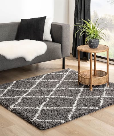 Vierkant berber vloerkleed - Habitat grijs/wit 140x140