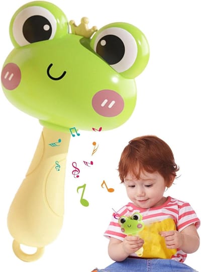 Maracas voor kinderen - Muziek speelgoed - Motoriek ontwikkelen - Boeiende dierenvorm - 9 x 5 x 38 cm - Groen