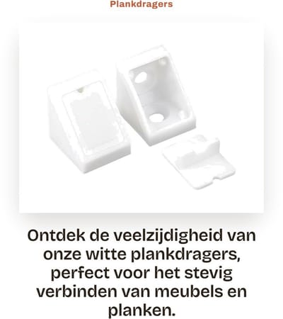 Dailygoods- Plankdragers 20 Stuks - Witte Hoekverbindingen - Kunststof 90 Graden - Hoeksteun - Schroeven Niet Inbegrepen - Rechthoekig - Hoeksteunen