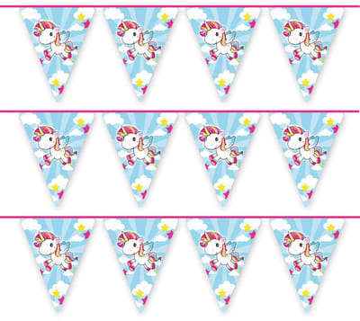 Folat Vlaggenlijn Unicorn - 3x - 10 m - eenhoorn thema - kinderfeestje - versiering