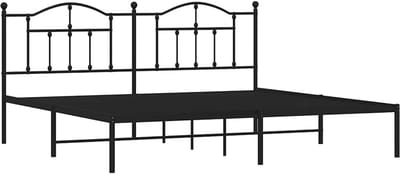 Metalen Bedframe - Ledikant Hoofdbord - Slaapkamer Inrichting - Geen Boxspring Nodig - 200x200 cm - Zwart