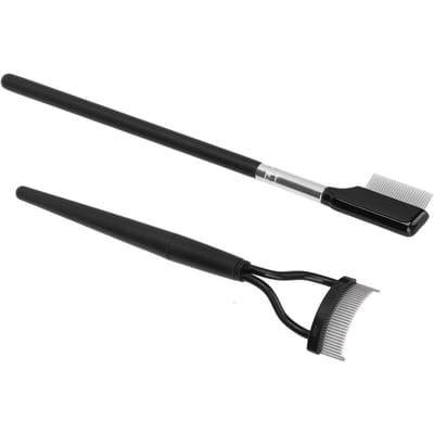 2 stuks Wimperkamset Opvouwbare Roestvrijstalen Tanden Wimperseparator Wimperverzorgingsborstels black