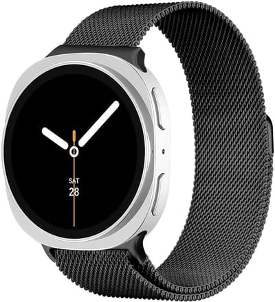 SBG Milanees Bandje Geschikt voor Samsung Galaxy Watch 9 / 8 - Roestvrij Stalen Horlogebandje Magnetisch - Zwart