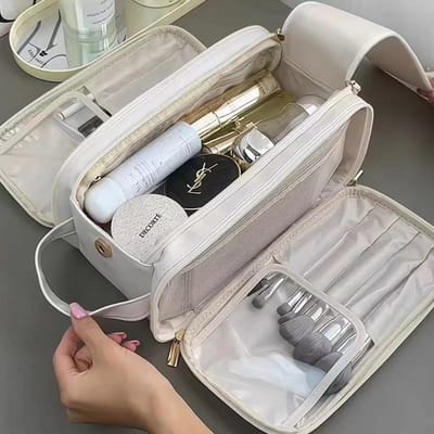 Make-uptas Dames Draagbaar Anti-make-up Kwast Toiletartikelen Opbergtas wit