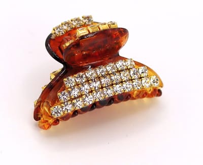 Haarklem mini laag bruin met strass