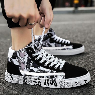Lente Herenschoenen Trend Hoge Canvas Schoenen Heren Skateschoenen Sport Casual Schoenen Herenstijl 41 wit