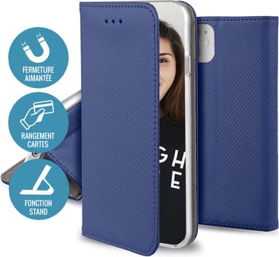 Jaym, Folio hoesje Geschikt voor Apple iPhone 7 / 8 / SE 2020 (4G) / SE 2022 (5G) Magnetische standaardfunctie, Blauw