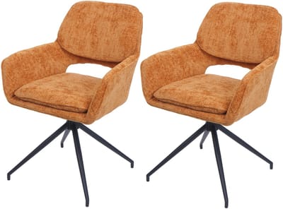 Set van 2 eetkamerstoelen MCW-N74, keukenstoel, draaibaar met terugloop, chenille stof (490g/m²) Oeko-Tex ~ okergeel