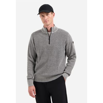 No Excess Pullover Half Zipper 2 Coloured Melange Grey Melange Size: S | Sweaters Outlet | Heren | Grijs