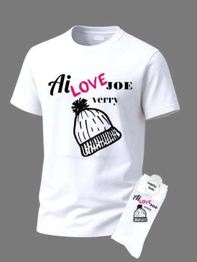 Valentijnscadeau - Valentijn cadeau - Ik hou van jou Muts - Shirt - T-shirt Liefde - Cadeau set shirt met sokken - Grappig cadeau voor vrouw en man - Valentijnsdag - T-shirt voor dames en heren met tekst - Maat S