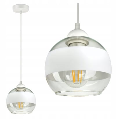 Moderne Witte Hanglamp Glas Bol E27 - Verstelbaar