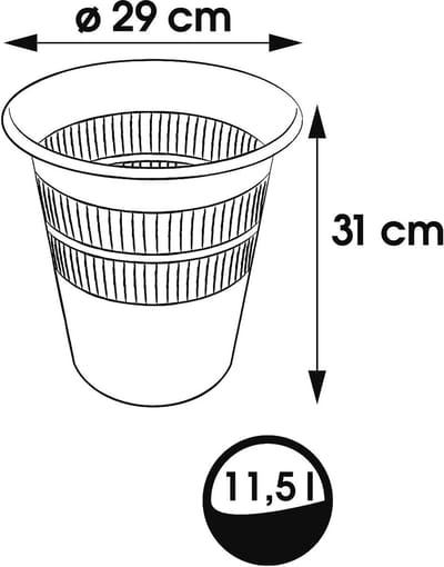 Ronde afvalbak met deksel 11,5 liter Zilver