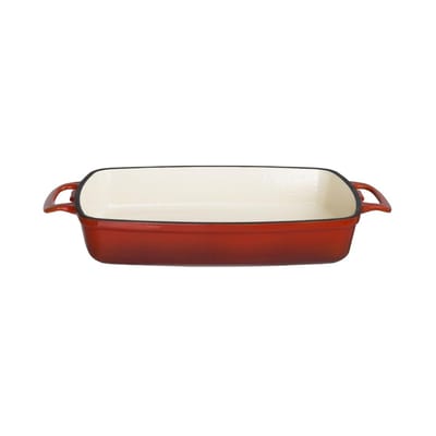 Voque Rechthoekige Gietijzeren Ovenschaal 2,8ltr Rood