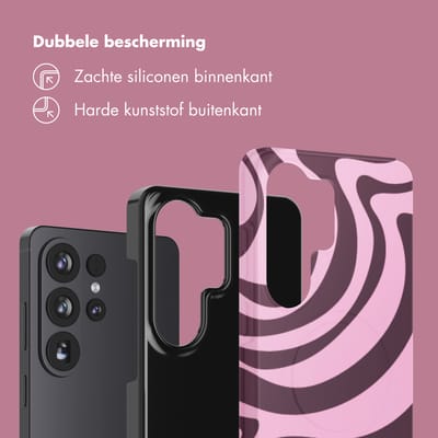 Selencia Hoesje - Geschikt voor Samsung Galaxy S26 Ultra - Backcover - Wavy Swirl Pink Plum