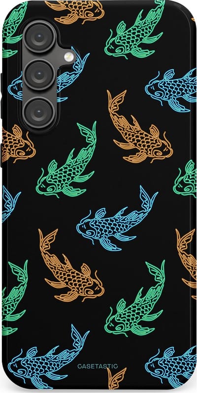 Casetastic hoesje geschikt voor Samsung Galaxy S23 FE - Dubbellaagse bescherming - Neon Koi - Fashion Case - Zwart Petrol Donkergroen Bruin