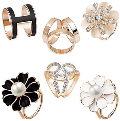 Dailygoods - Sjaal Ring Clip - Sjaals Ringen - Metalen Gesp - 6 Stuks - Mode Sjaal Clips - Geschikt voor Bruiloften, Feesten, Kerstcadeau