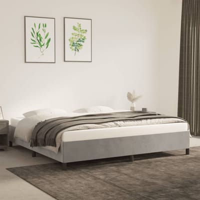 vidaXL - Bedframe - zonder - matras - 200x200 - cm - fluweel - lichtgrijs