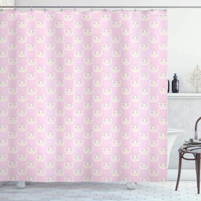 ABAKUHAUS Paashaas douchegordijn – 175x180 cm – poederroze champagnekleur – waterbestendig