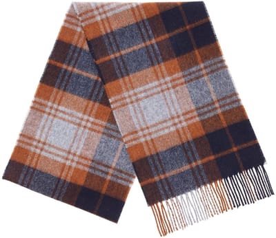 Sjaal Briggate Blauw Roestbruin-rood (Navy-Rust) - Meriono Lamswol - 25 x 190 - Bronte by Moon Scotland
