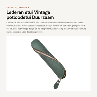 Dailygoods- Potloodetui Vintage - Lederen Etui - Pennenetui met Ritssluiting - Duurzaam - Waterafstotend - Ruimte voor Pennen en Accessoires - Pennenzak