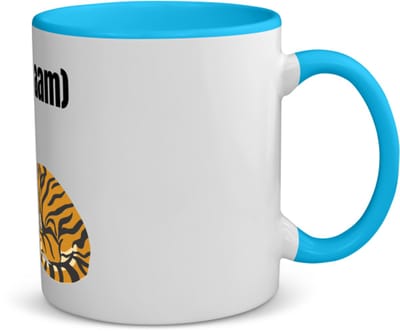 Akyol - tijger met eigen naam koffiemok - theemok - blauw - Tijger - dieren liefhebber - iemand die houdt van tijgers - verjaardag - cadeau - kado - geschenk - 350 ML inhoud