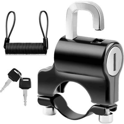 Mini verrou de casque Portable antivol, tout en métal avec 2 clés pour guidon de vélo de 22 à 24mm Lock & Reminder Rope noir