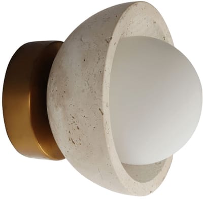 Kosilum - Pietra - Wandlamp - Beige, wit en hout - Steen, glas en hout