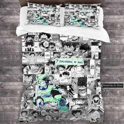 3D Print MANGA Anime My Hero Academia Beddengoed Set Jongens Meisjes Twin Queen Full Size Dekbedovertrek Kussensloop Bed Volwassen Slaapkamer AU Single 140x210cm