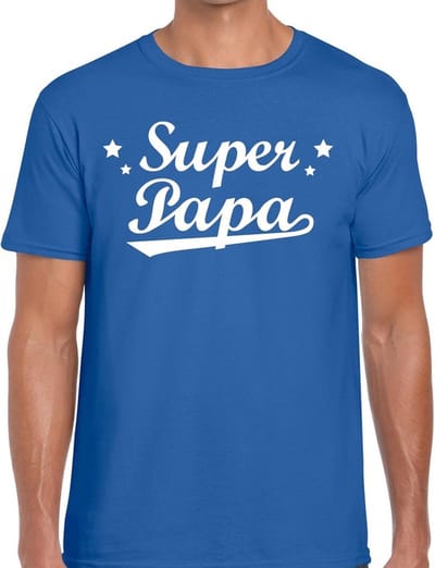 Super papa cadeau - t-shirt - blauw - voor heren - vaderdag - verjaardag S