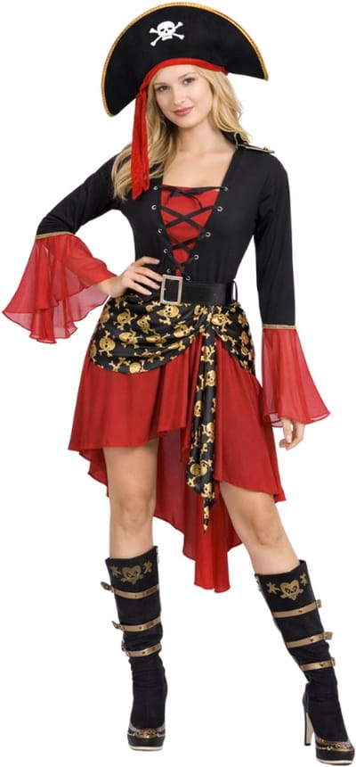 Joya Party® Sexy Piraat Kostuum Dames | Piratenjurk met Piraten Hoed | Luxe Details & Korset Effect | Piratenkostuum Vrouw | Verkleed Pak Carnaval, Themafeest & Halloween | Maat S