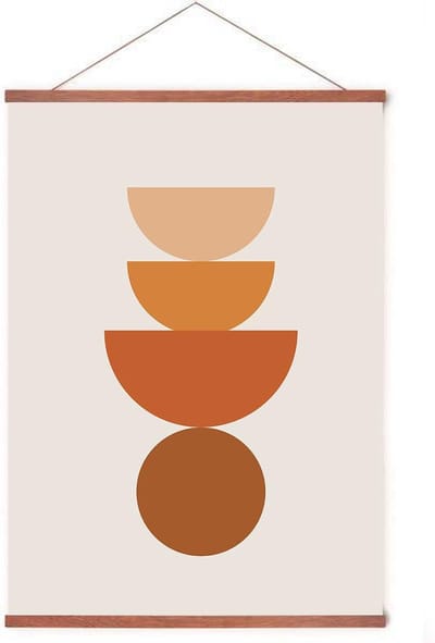 Poster In Posterhanger - Abstracte Kunst - Kader Hout - Grafisch - Geometrie Vormen - 70x50 cm - Ophangsysteem