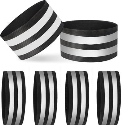 Reflecterende Veiligheidsbanden 6-Pack voor Hardlopen, Fietsen en Buitensport - Zwart Reflectorarmbanden