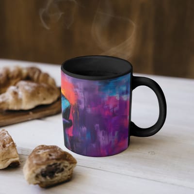 Magische Mok - Foto op Warmte Mokken - Koffiemok - Omarmen - Lichamen - Paars - Magic Mok - Beker - 350 ML - Theemok